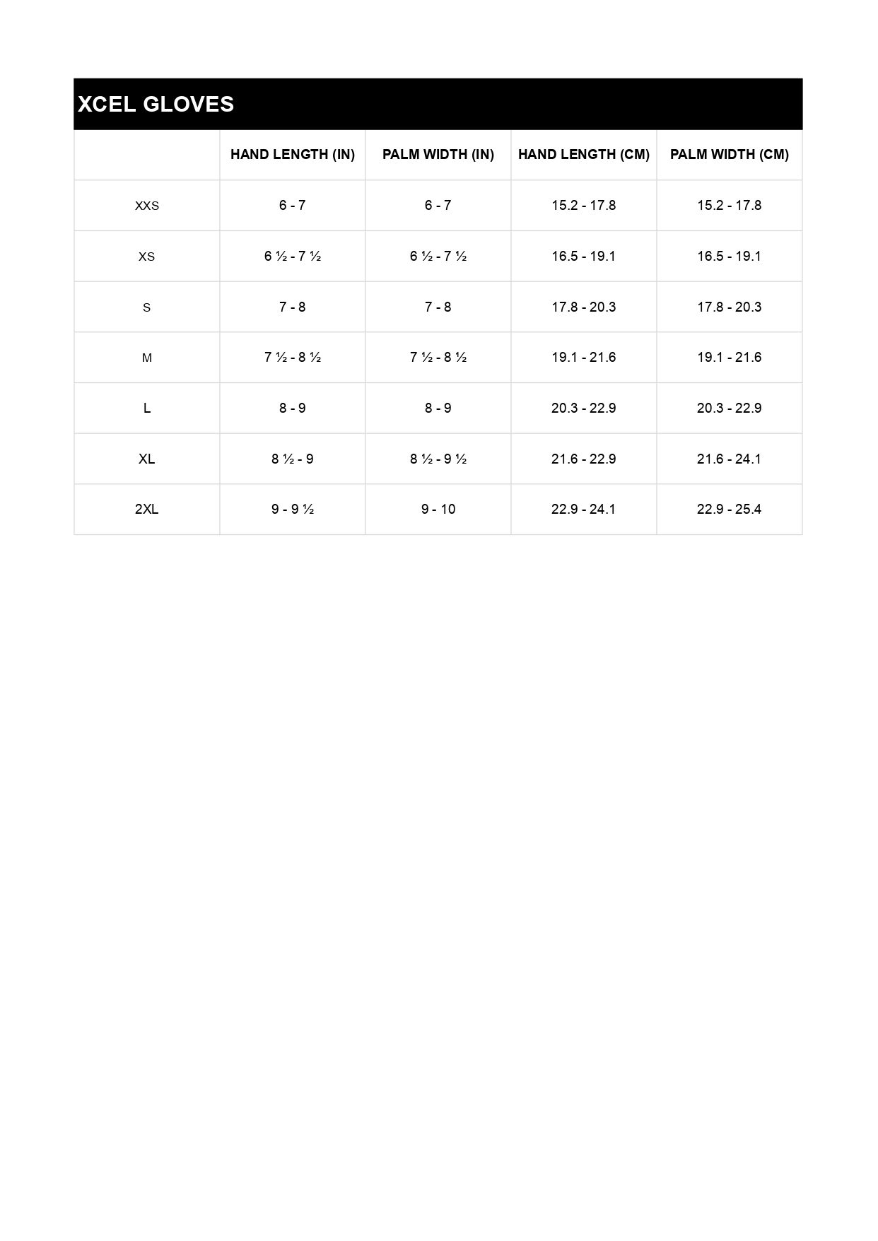 Table de tailles